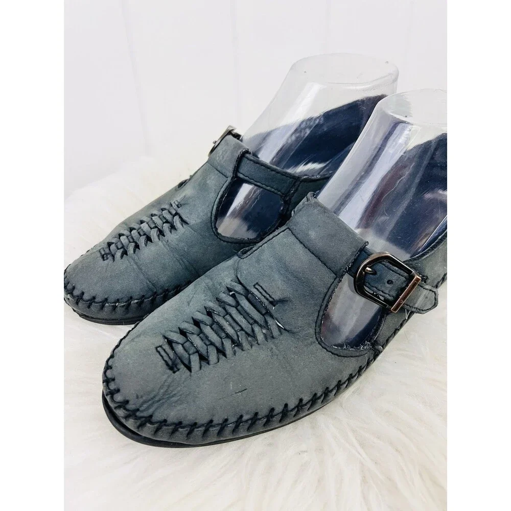 Dexter Blue Leather Braided Buckle Loafers Comfort Shoes Womens 8.5M